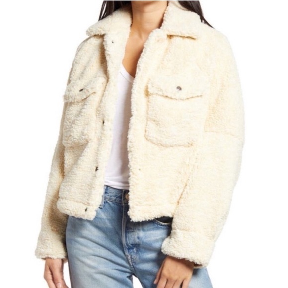 Free People teddy swing crop jacket in color Chai Latte - Picture 1 of 12